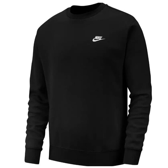 Nike Club Fleece Crewneck Sweatshirt Black Men Size MEDIUM BV2662-010 New - Picture 1 of 5